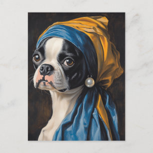 Boston Terrier met parodie op Pearl Earring Briefkaart