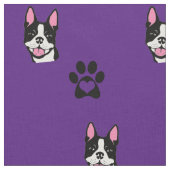Boston Terrier met Paws Cotton Fabric Stof (Close Up)