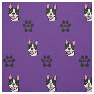 Boston Terrier met Paws Cotton Fabric Stof