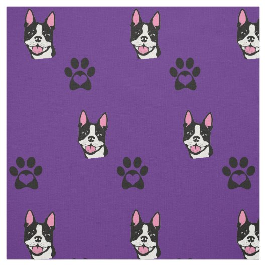 Boston Terrier met Paws Cotton Fabric Stof (Swatch)