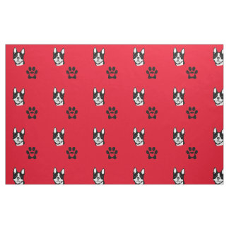 Boston Terrier met Paws Cotton Fabric Stof