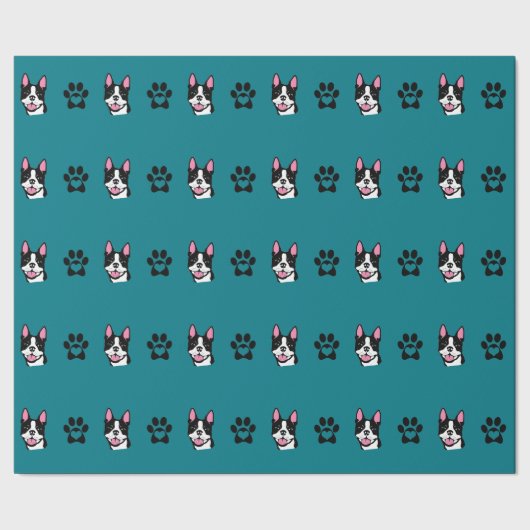 Boston Terrier met paws Wrapping Paper Cadeaupapier (Zoom)