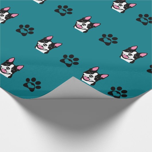 Boston Terrier met paws Wrapping Paper Cadeaupapier (Hoek)