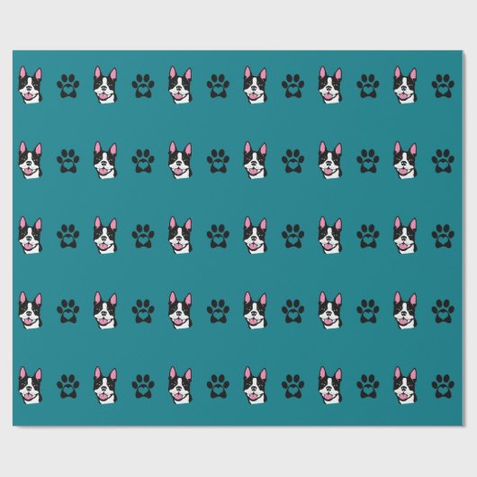 Boston Terrier met paws Wrapping Paper Cadeaupapier (Vlak)
