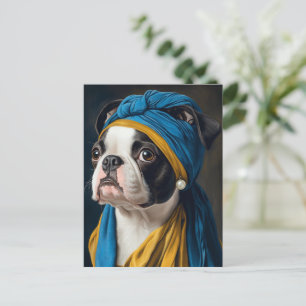 Boston Terrier met Pearl Earring Briefkaart
