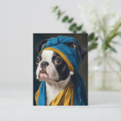 Boston Terrier met Pearl Earring Briefkaart (Staand voorkant)