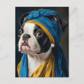 Boston Terrier met Pearl Earring Briefkaart (Voorkant)