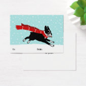 Boston Terrier met Red Scarf Holiday Gift Labels Visitekaartjes (Bureau)