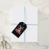 Boston Terrier met Rode Rozen Hartjes Valentijnsda Cadeaulabel (Met Touw)