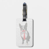 Boston Terrier met rood Stropdas en snor 2 Bagagelabel (Achterkant verticaal)