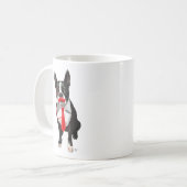 Boston Terrier met rood Stropdas en snor 2 Koffiemok (Voorkant links)