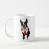 Boston Terrier met rood Stropdas en snor 2 Koffiemok (Links)