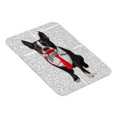 Boston Terrier met rood Stropdas en snor 2 Magneet (Rechterzijde)