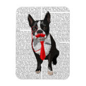 Boston Terrier met rood Stropdas en snor 2 Magneet (Verticaal)