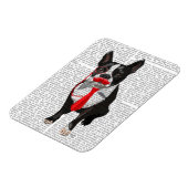 Boston Terrier met rood Stropdas en snor 2 Magneet (Linkerzijde)