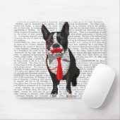 Boston Terrier met rood Stropdas en snor 2 Muismat (Met muis)
