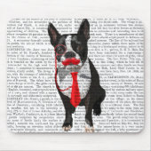 Boston Terrier met rood Stropdas en snor 2 Muismat (Voorkant)