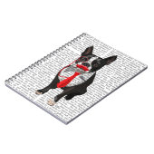 Boston Terrier met rood Stropdas en snor 2 Notitieboek (Linkerzijde)