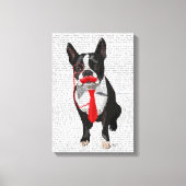 Boston Terrier met rood Stropdas en snor Canvas Afdruk (Voorkant)