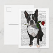Boston Terrier met Roos in Mouth Briefkaart (Voorkant / Achterkant)