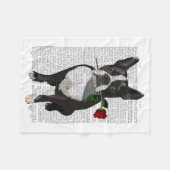 Boston Terrier met Roos in Mouth Fleece Deken (Voorkant (Horizontaal))