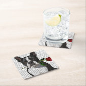 Boston Terrier met Roos in Mouth Kartonnen Onderzetters (Insitu)