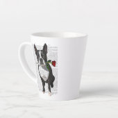 Boston Terrier met Roos in Mouth Latte Mok (Linkerhoek)