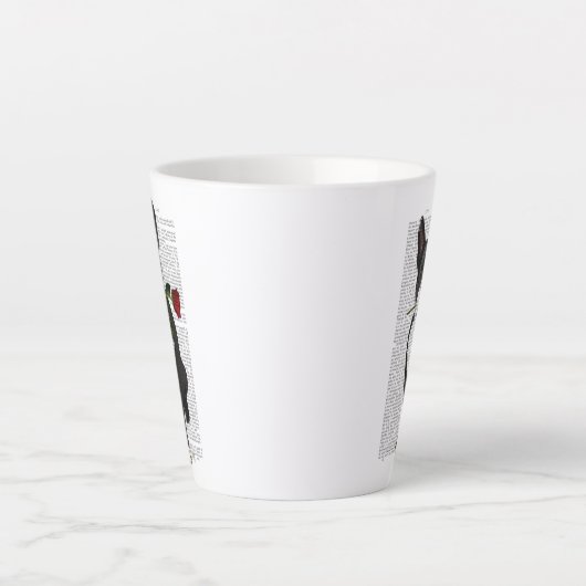 Boston Terrier met Roos in Mouth Latte Mok (Voorkant)