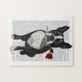 Boston Terrier met Roos in Mouth Legpuzzel (Horizontaal)