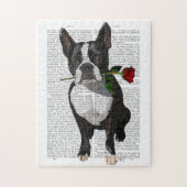 Boston Terrier met Roos in Mouth Legpuzzel (Verticaal)