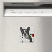 Boston Terrier met Roos in Mouth Magneet (Insitu (Vaatwasser))