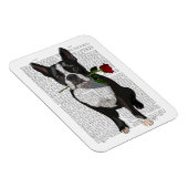 Boston Terrier met Roos in Mouth Magneet (Rechterzijde)