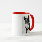 Boston Terrier met Roos in Mouth Mok (Voorkant rechts)