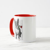 Boston Terrier met Roos in Mouth Mok (Voorkant links)