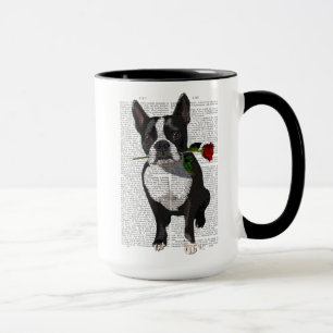 Boston Terrier met Roos in Mouth Mok