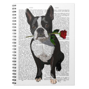 Boston Terrier met Roos in Mouth Notitieboek