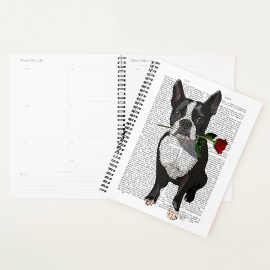 Boston Terrier met Roos in Mouth Planner (Display)