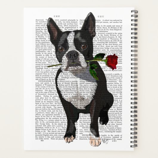 Boston Terrier met Roos in Mouth Planner (Achterkant)