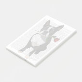 Boston Terrier met Roos in Mouth Post-it® Notes (Schuin)
