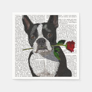 Boston Terrier met Roos in Mouth Servet