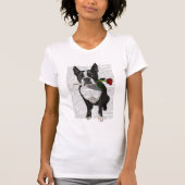 Boston Terrier met Roos in Mouth T-shirt (Voorkant)
