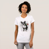 Boston Terrier met Roos in Mouth T-shirt (Voorkant volledig)
