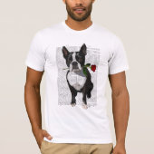 Boston Terrier met Roos in Mouth T-shirt (Voorkant)