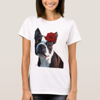 Boston Terrier met Roos op hoofd 2