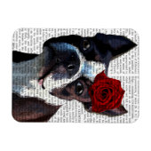 Boston Terrier met Roos op kop Magneet (Horizontaal)