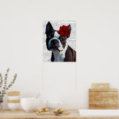 Boston Terrier met Roos op kop Poster (Keuken)