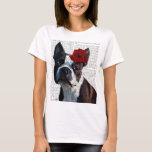 Boston Terrier met Roos op kop T-shirt<br><div class="desc">Gezelschapsdieren</div>