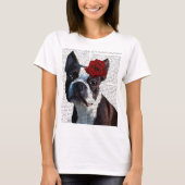 Boston Terrier met Roos op kop T-shirt (Voorkant)