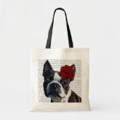 Boston Terrier met Roos op kop Tote Bag (Voorkant)