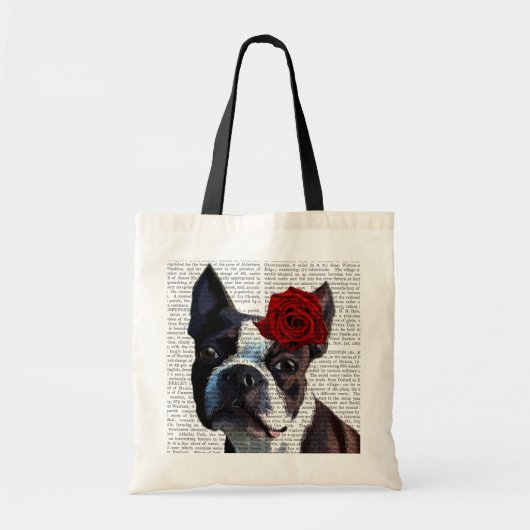 Boston Terrier met Roos op kop Tote Bag (Voorkant)
